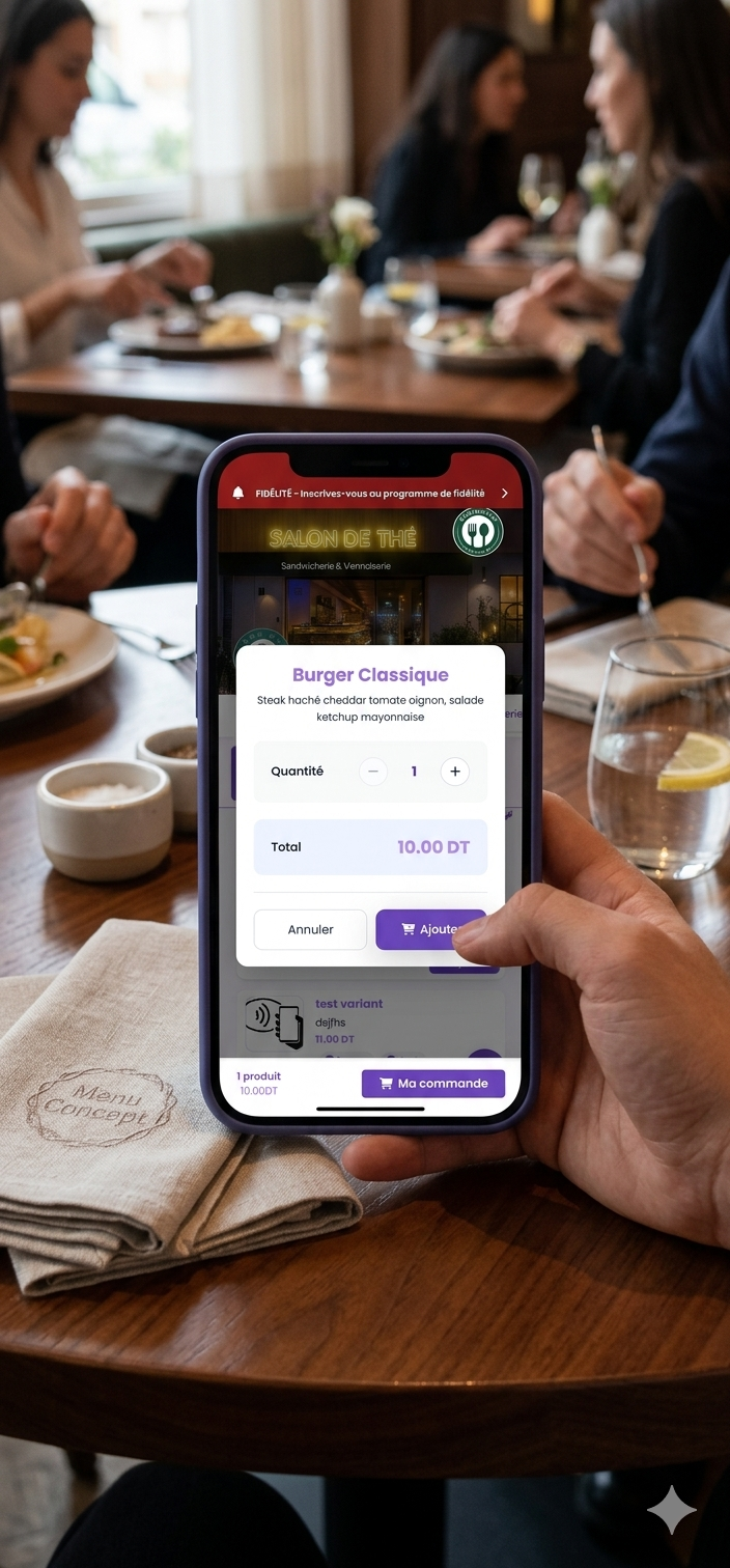 Menu QR code sur smartphone